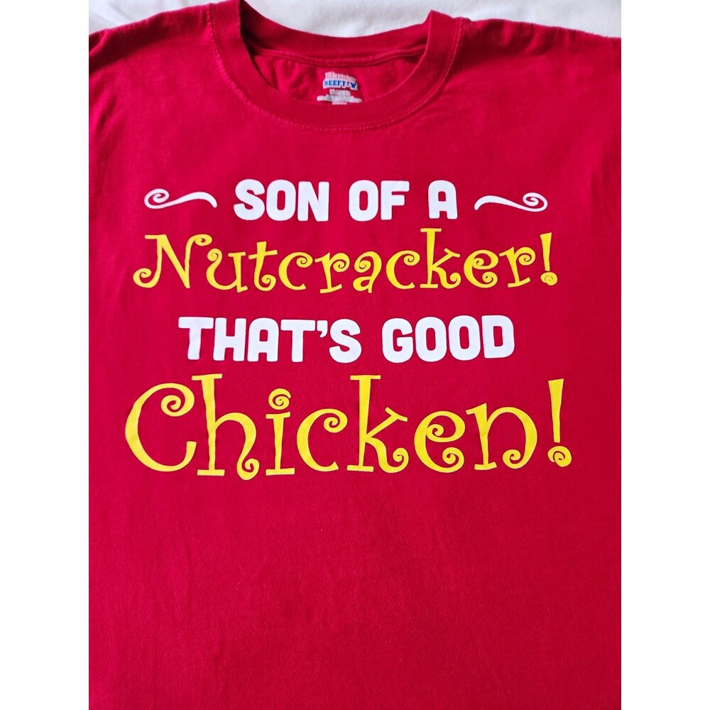 Elf Son of a Nutcracker Christmas Canes Chicken Hanes Beefy-T men's XL T Shirt